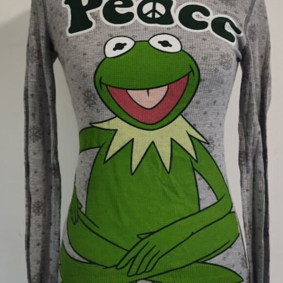 Muppets Long Sleeve Kermit The Frog Shirt Thermal Size S 3/5 Junior Peace 2008 - Picture 3 of 9